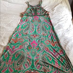 Green pink paisley beaded Maxi